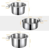 2 Pcs Stainless Steel Small Dog Crate Food Water Bowl - L (77 & 45 & 41 OZ) / Silver - image 2