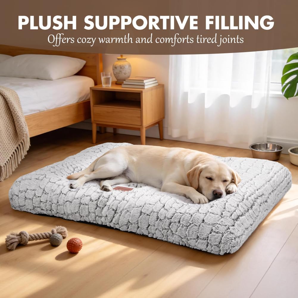 Dog Bed Crate Pad for Small Dogs 24"x18" Coffee – Essentials for Dogs - X-Large 42"x28" / White - image 3