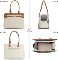 2-in-1 Stylish Dog Purse Carrier Travel Tote Bag for Small Dogs Cats - Beige+Brown / 15" L x 7.5" W x 12.2" H - image 4
