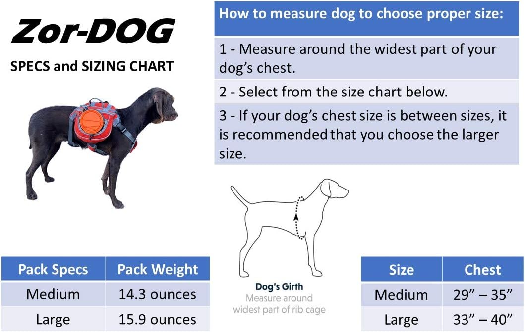 Saddlebag Back Pack & Harness Combo for Dogs 30-100+ lbs. Perfect - Large / Orange