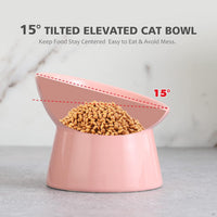 Elevated Cat Bowls, 15° Tilted Ceramic Cat Food Bowl - Pink / Large - image 4