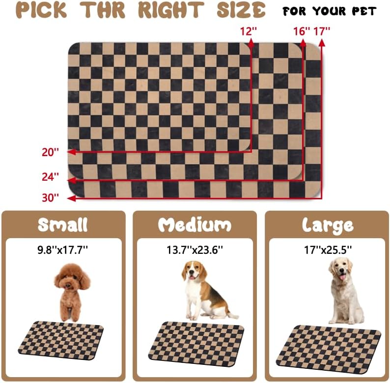 Dog Food Mats for Floors Waterproof - Plaid Brown / 24"L x 16"W - image 4