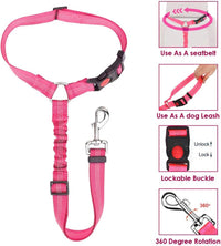 Lukovee Dog Car Seat Belt, Headrest Restraint, Headrest - A.Fluorescent Pink / Headrest, 2 Pcs - image 3