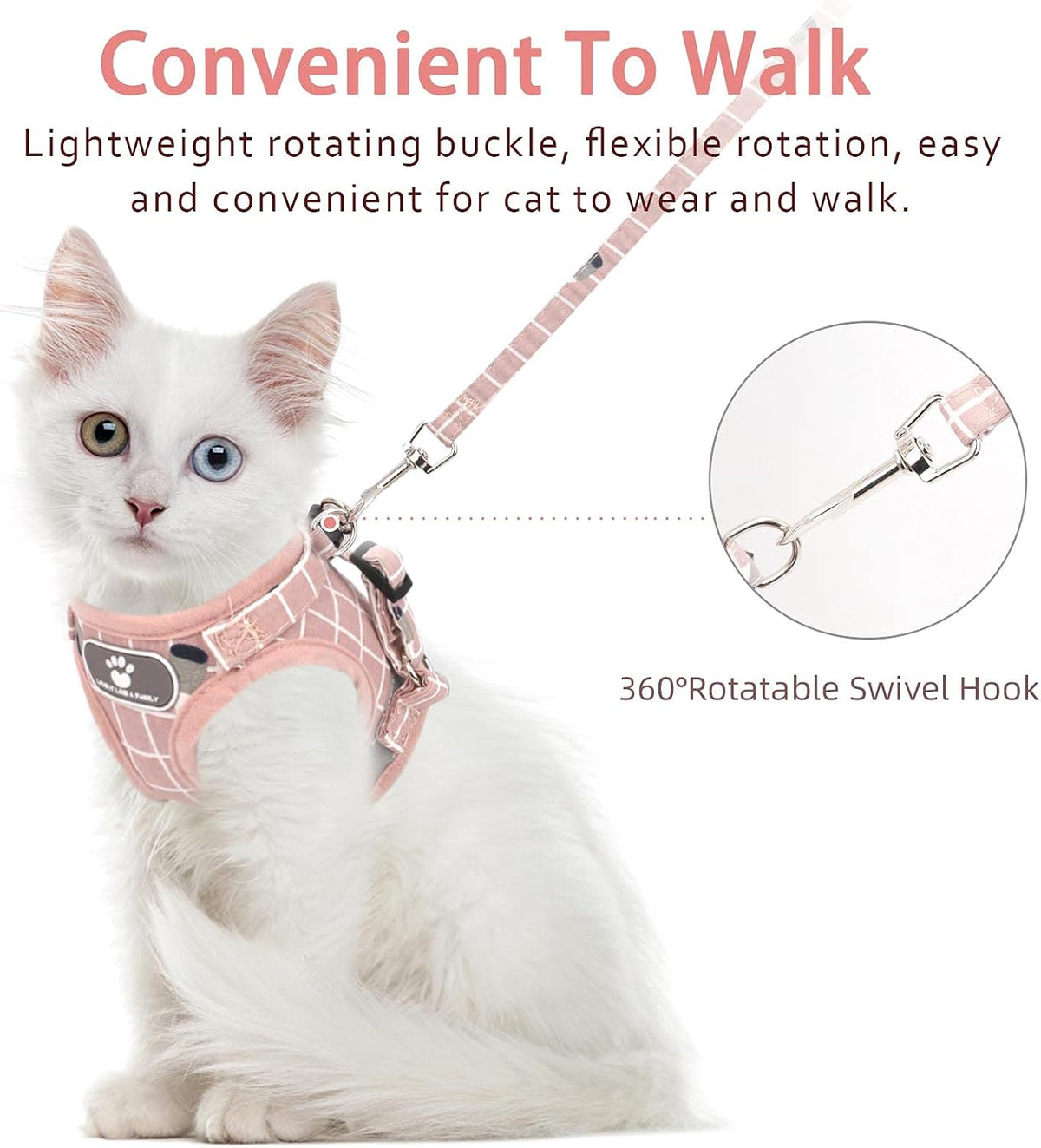 Cat Vest Harness and Leash Set - Pink-pattern / Small (Chest: 11"-13") - image 3