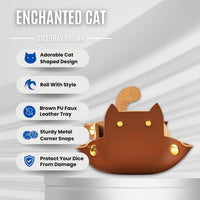 Sage's Portal brown cat-shaped foldable PU leather dice rolling tray - view 17