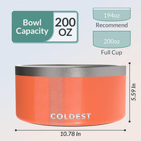 Coldest Dog Bowl - Anti Rust Metal, Non Slip, 3 Layers Insulated Stainless Steel Dog Bowls - Spill Proof & Heavy Duty - Water Bowl for Dogs, Cats & Pets, Dish Washer Safe (200 oz, Candy Red Glitter)