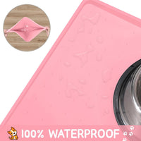 MateeyLife Silicone Cat & Dog Food Mat for Floors Waterproof - Pink / 24"L x 16"W - image 4