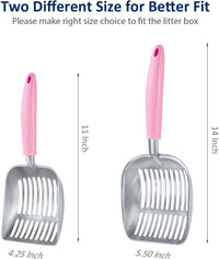 Cat Litter Scoop, Aluminum Alloy Sifter, Kitty Metal Scooper - Small / FLAT Aluminum \ #10 Pink Handle - image 3