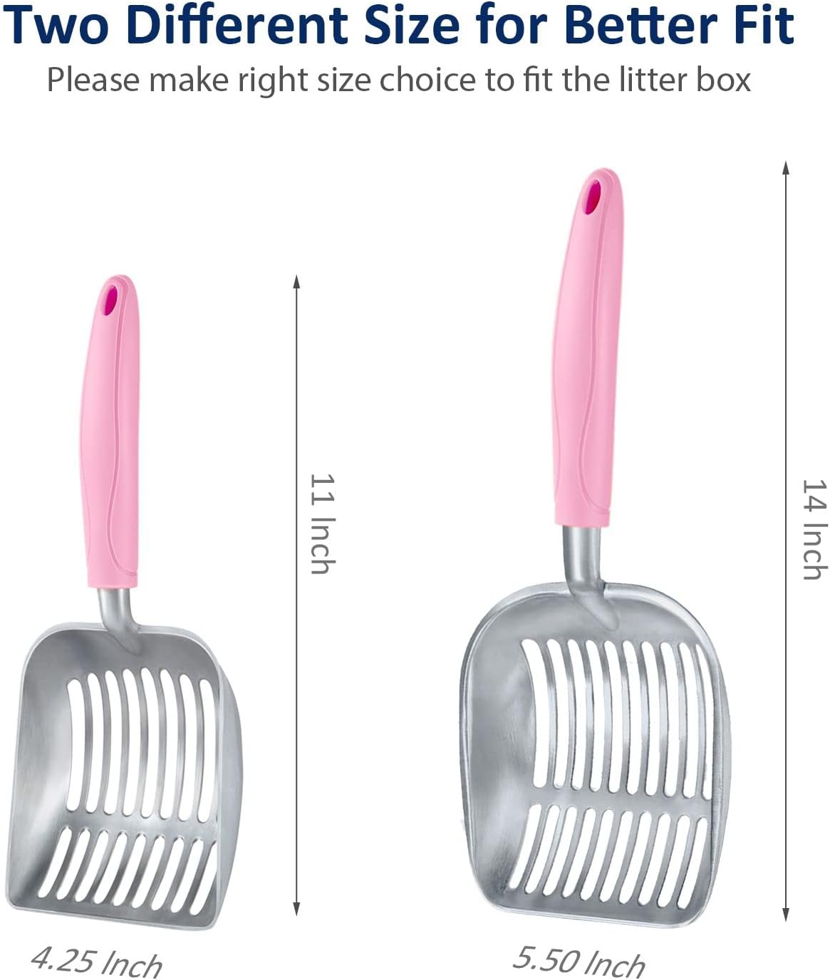 Cat Litter Scoop, Aluminum Alloy Sifter, Kitty Metal Scooper - Small / FLAT Aluminum \ #10 Pink Handle - image 3