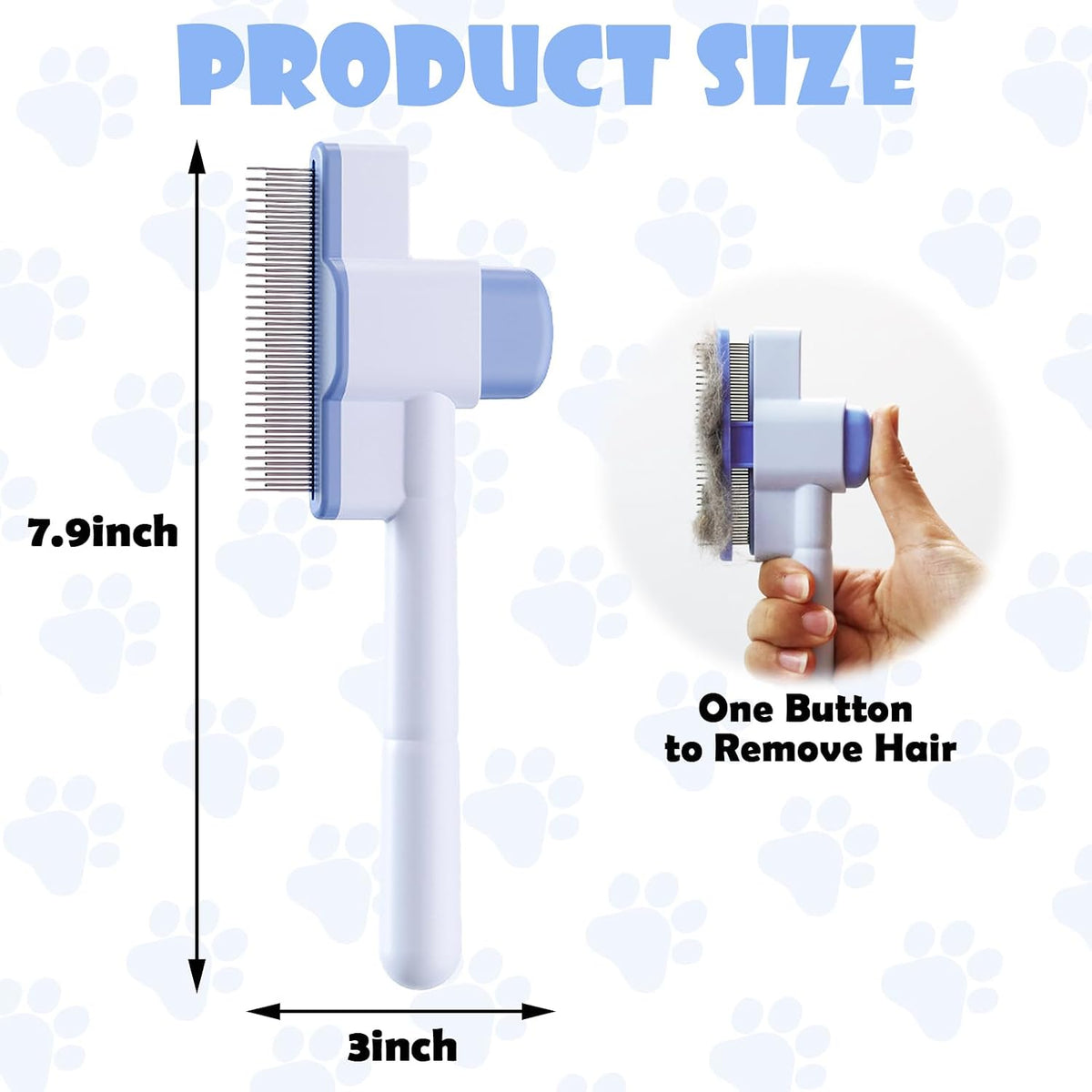 Cat Comb Pet Comb Self Cleaning Upgraded Cat Brush for Long Haired - Blue - image 2
