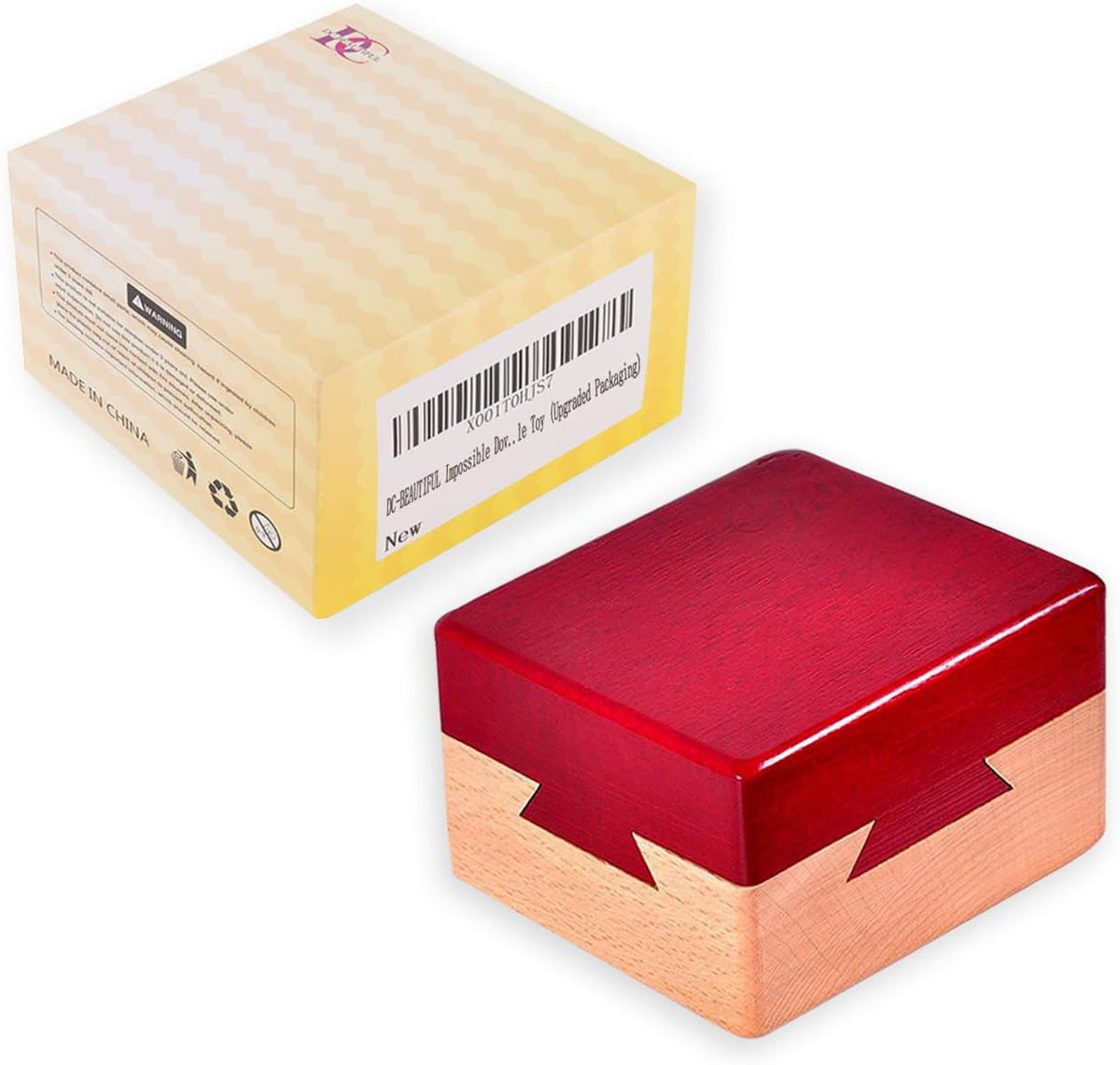 DC-BEAUTIFUL Impossible Dovetail Box Mini 3D Brain Teaser Wooden - Small Red - image 4