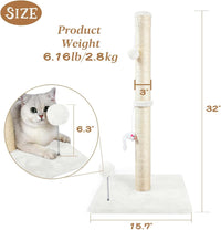 ANWA 32" Tall Sisal Cat Scratching Posts Tree for Indoor Cats Adults - Basic Cat Post Cream White - image 2