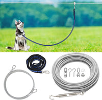XiaZ Dog Tie Out Cable, Pet Lead for Yard, Camping, Outdoor - 120ft for 1 dog / Silver