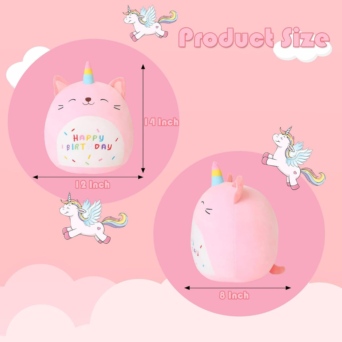 SQEQE Unicorn Cat Plush Kawaii Birthday Cat Plushies Pillow Cat - Caticorn Cat / Large - image 2
