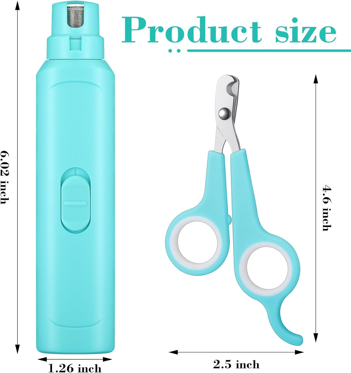 Lasnten 2 Pcs Bird Nail Grinder with Clipper Bird Nail Trimmer File - Cyan Blue - image 2
