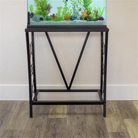 MAKLAINE Traditional Steel 20 Gallon Metal Aquarium Stand in Black