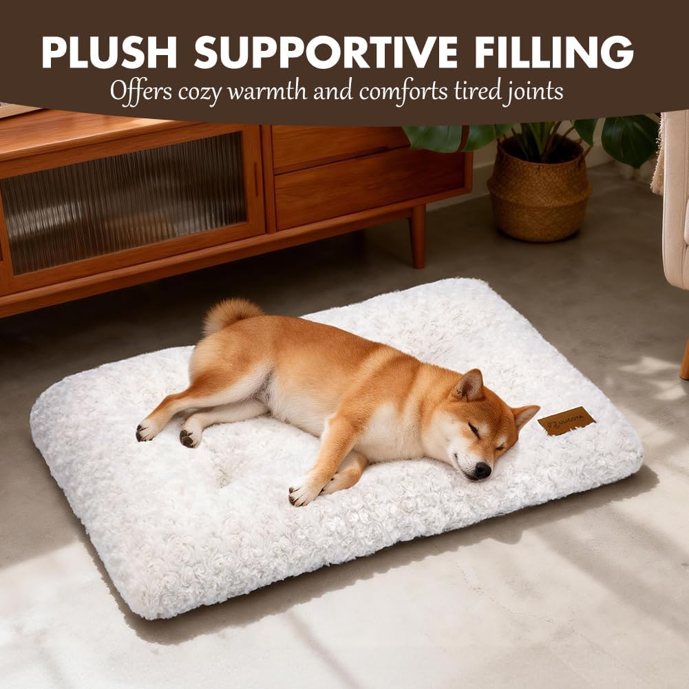 Dog Bed Crate Pad for Small Dogs 24"x18" Coffee – Essentials for Dogs - X-Large 42"x28" / Rosette Pattern White - image 3