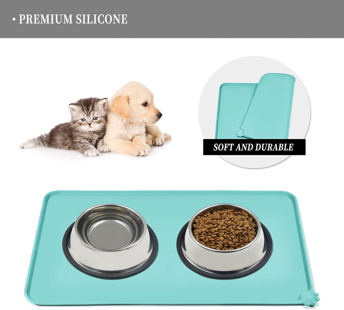 Reopet Silicone Pet Feeding Mat - Teal / 32" x 24" - image 3
