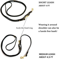 Multi Function 8ft Leather Dog Leash - Black / 8ft*3/8inch - image 3