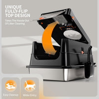 Stainless Steel Cat Litter Box with Lid, XL Large Enclosed - Black - image 2