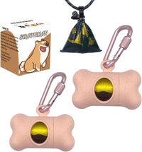 Bone-Shaped Dog Poop Bag Holder for Leash - Pink / 2 Holders 30 Bags