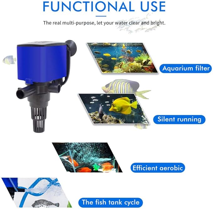 Water Pump 475 GPH Submersible Internal Aquarium Powerhead Water Pump Ultra Quiet for Aquarium,Fish Tank -2 Pack