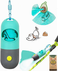 Dog Poop Bag Holder Dispenser with LED Flashlight – Essentials for Dogs - Crystal Blue