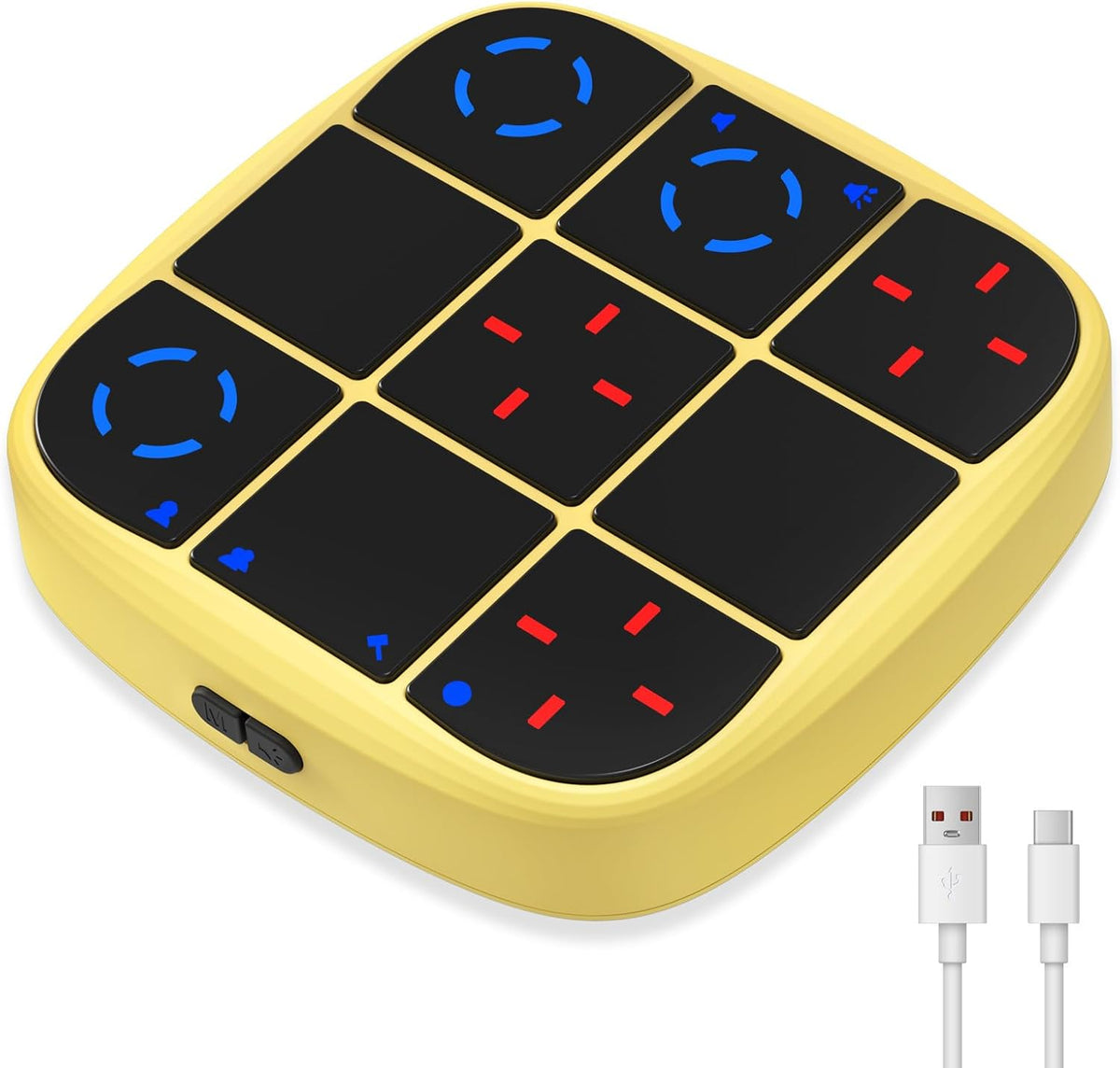Tic-Tac-Toe Bolt Game, 4-in-1 Handheld Puzzle Games Console, Electronic Tic-Tac-Toe Game - Yellow / L(Rechargeable)