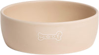 Pearhead Ceramic Dog Bowl, Woof Speckled Pet Food & Water Dish - Taupe Woof Bowl / Medium
