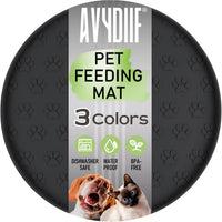 Pet Feeding Mat, Waterproof Anti-Slip Placemats for Dog Cat Bowl Silicone Pet Food Mat, Raised Edge - 1 Black / 10.9"L x 10.9"W