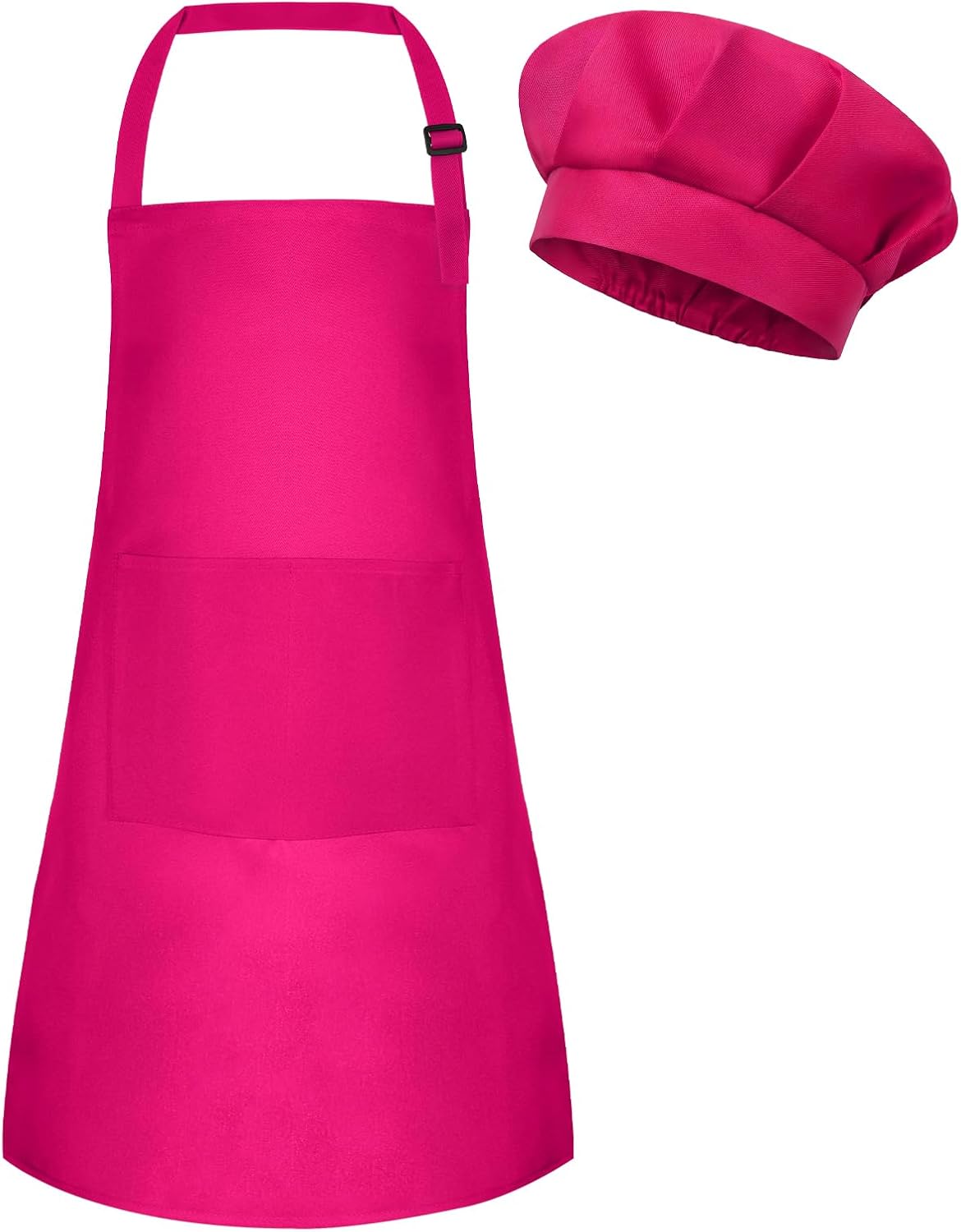 Kids Apron and Chef Hat Set Adjustable Child Art Aprons with 2 - K-rose Red / Small