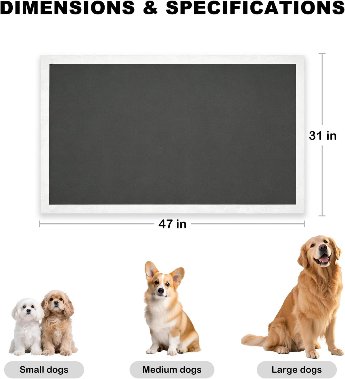 Extra Large 31"x47" 30 Odor-Control Super Absorbency Charcoal Pee Pads - 31"x47" / 30 - image 4