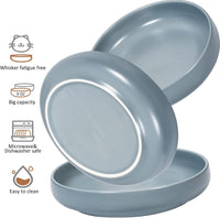 Ceramic Cat Bowls, Shallow Cat Dishes for Food and Water - Bluish grey-3pack - image 2