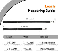 Waterproof Dog Leash, 5/6 FT Durable Odor-Proof Dog Leashes with Strong Metal Hooks Fits Small - Black / 5FT - 3/4 inch Width - image 4