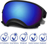 Medium Dog Sunglasses with Adjustable Strap UV Protection - Medium size-Black frame blue lenses - image 2