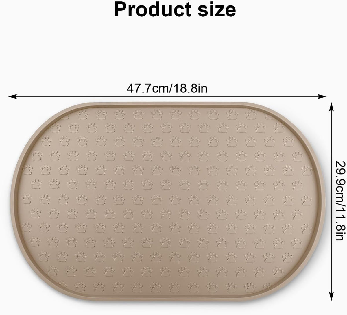 Dog Food Mat Spill-Proof Silicone Dog Bowl Mat Raised Edge Pet - Taupe / 19"L x 12"W - image 2
