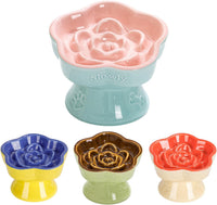 S&Q's CERAMICS Raised Slow Feeder Cat Bowl - 5.8" / Pink