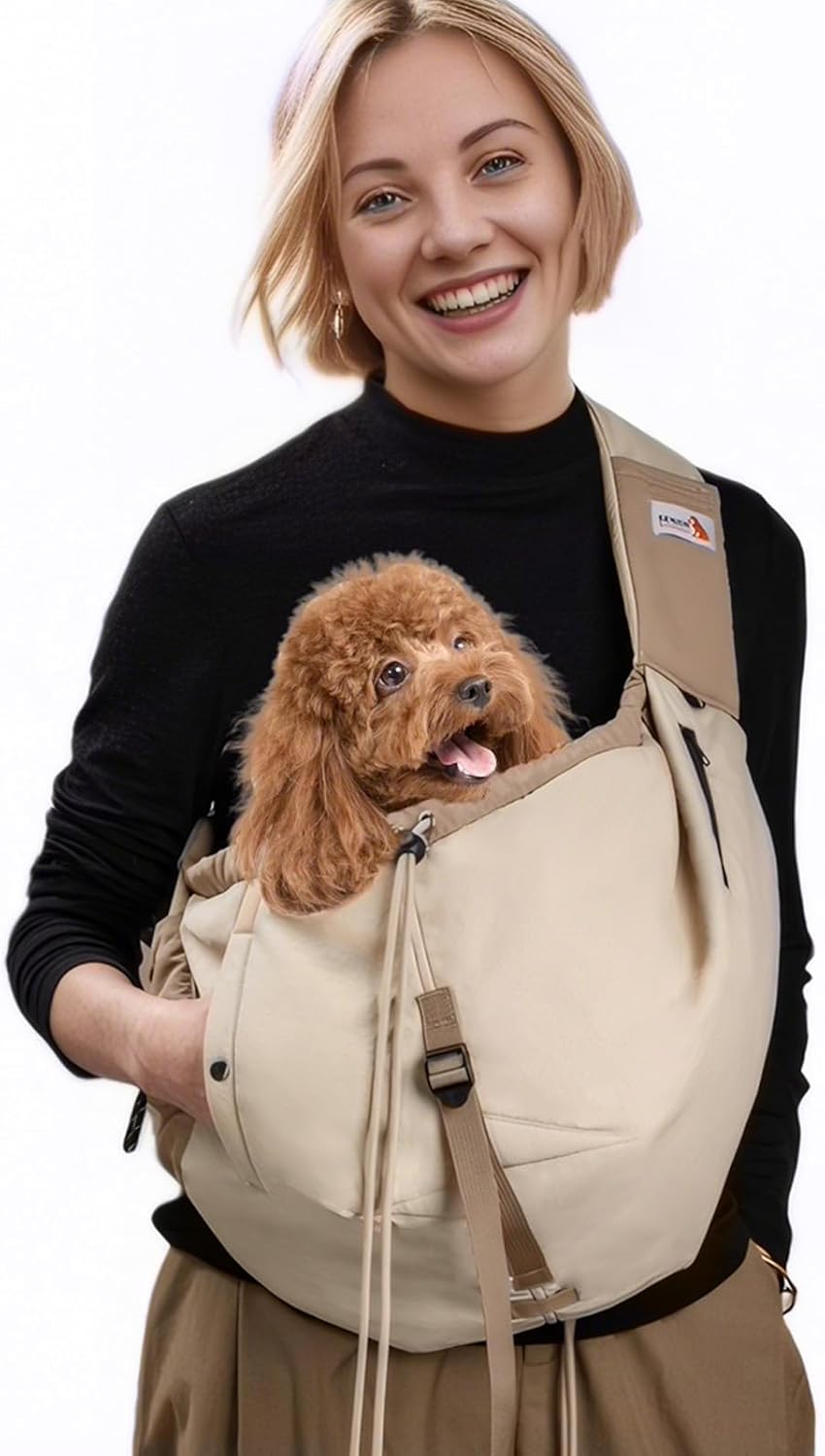 Dog Carrier Sling, Dog Carriers for Small Dogs Up to 20lbs - Beige