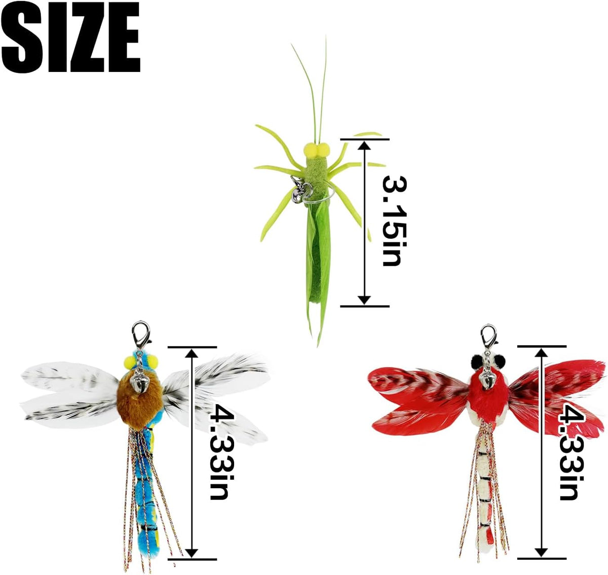 TTcat 3 Pack Grasshopper Cat Wand Refills - 3Pcs (Dragonflys+Grasshopper) - image 2