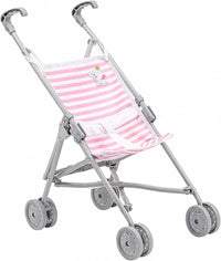 JC Toys Boutique | Folding Umbrella Doll Stroller for Children 2 Years Plus, Blue Stripes and Soft