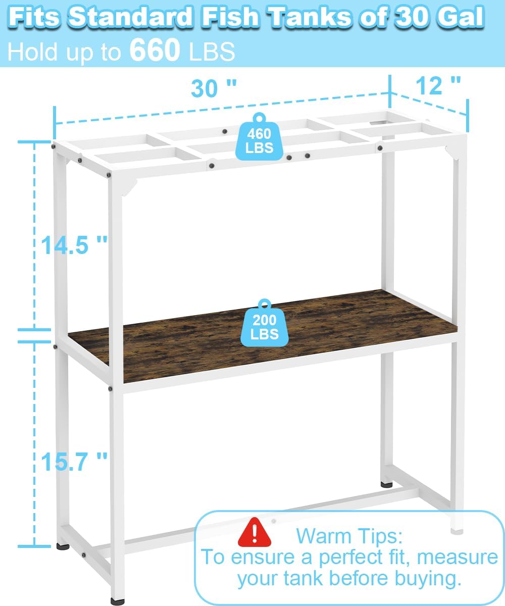 Mondazie 20-30 Gallon Fish Tank Stand, 30" L x 12" W x 32.2" H - 30 Gal White - image 2