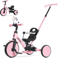 RIDYEE 5-in-1 toddler tricycle with parent push handle and harness seat - view 2