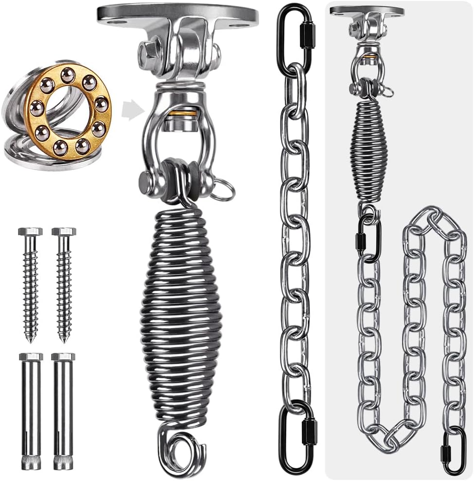 SELEWARE Silent Bearing Swivel Swing Hanger Stainless Steel Swing - Bearing Swing Hanger With Chain & Conical Spring