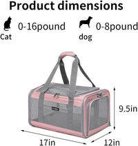 Airline Approved Pet Carrier for Cats and Small Dogs - pink / 17.0"L x 12.0"W x 12.5"H - image 2