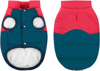 ASENKU Dog Winter Coat Dog Fleece Puffer Jacket for Small Medium - Large / Red&Navy