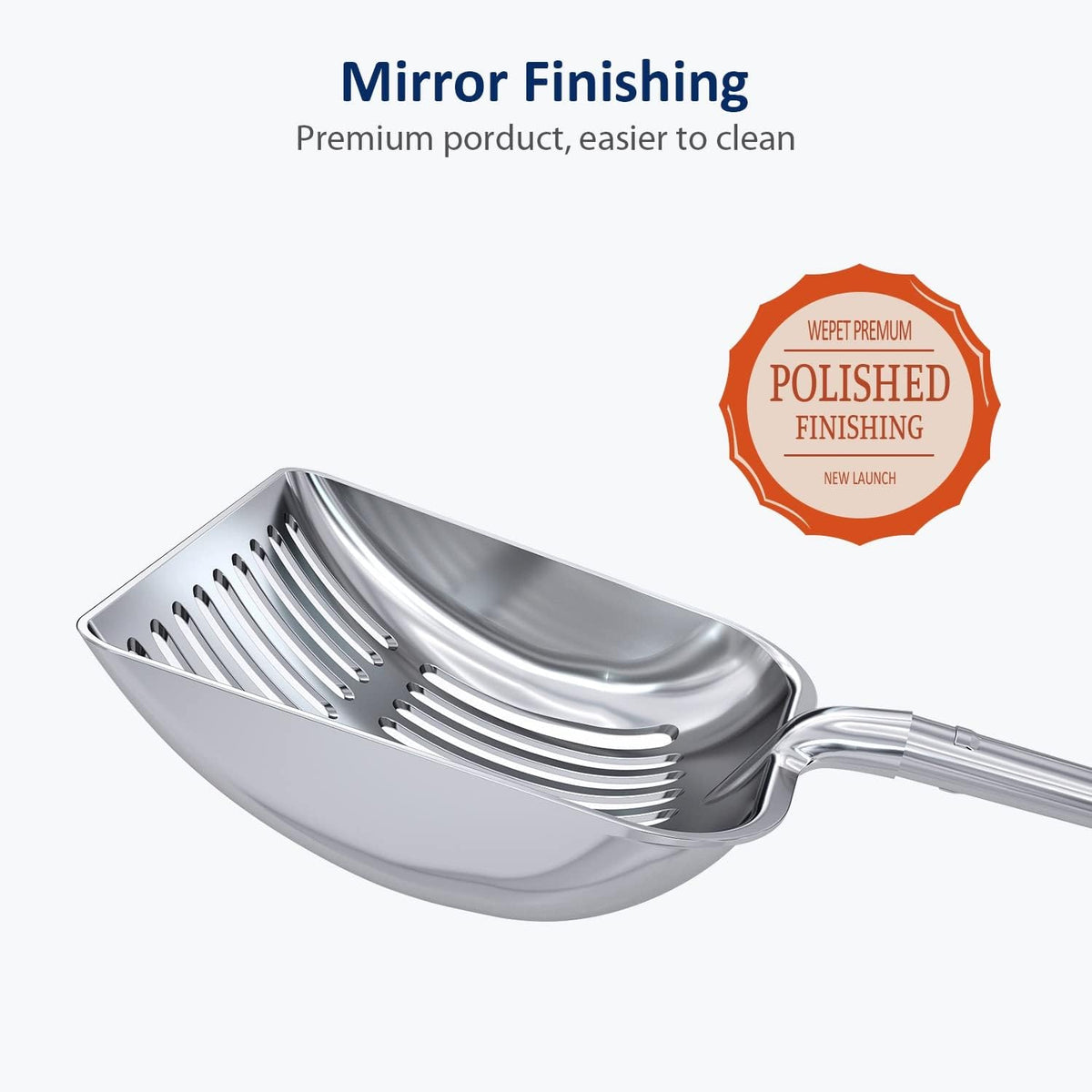 Cat Litter Scoop, Aluminum Alloy Sifter, Kitty Metal Scooper - Small / POLISHED Aluminum \ #10 Pink Handle - image 3