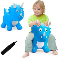 VangeBow Bouncy Horse Animal Hopper Toy for Toddlers 1-5 – Fun for Kids & Family - Blue Little Triceratop