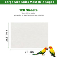 ZIQON 120 Pcs Bird Cage Liner Papers Big Size Cage Paper Liners - 31*21.5 inch / White - image 2
