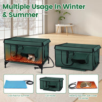 Waterproof Heated Cat House Outdoor Weatherproof Insulated Kitty Shelter Feral Cat Heating Bed with Heating Pad Anti-Che