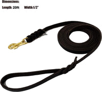LWBMG Long Leather Dog Leash 10ft, Long Line Pet Leashes - 20ftx1/2'' / Black - image 3